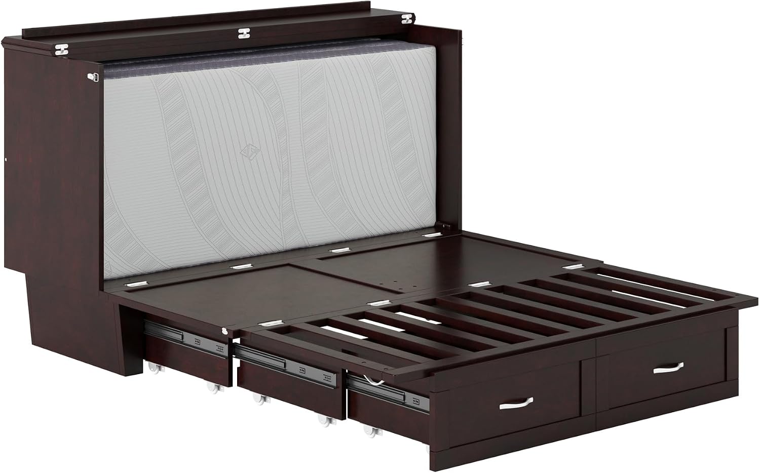 AFI, Monroe Queen Murphy Bed Chest with 6' Mattress, Storage Drawer & Built-in USB Charger, Espresso