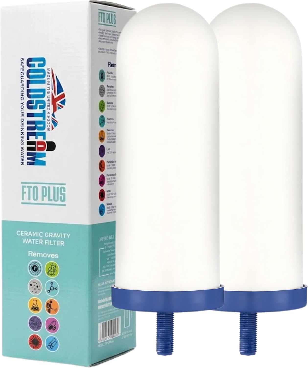Coldstream FTO Plus Water Filter Cartridge (2 Pack) - Long-Lasting Berkey® Filter Replacement, Waterdrop Filter Replacement - Reduces Lead, Fluoride, Viruses, and Microplastics