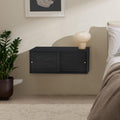 mopio Lauren Floating TV Shelf, Multi-Purpose Modular Under TV Display Shelf, Wall Mounted Wood Television Cabinet, Nightstand, Side Table, End Table, Bedside Shelves for Bedroom (Black, 31', Single)