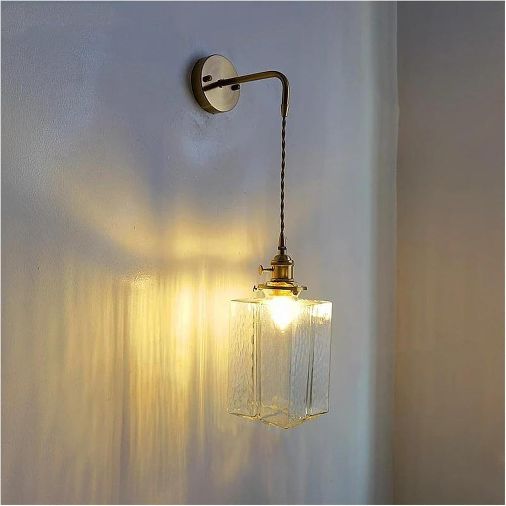 Wall Sconces, Glass LED Bathroom Mirror Light Copper Home Indoor Lighting Luminaria Bedroom Living Room Nordic Modern Wall Lamp Sconce(A)