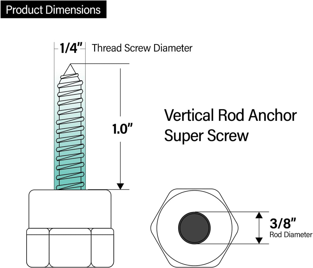 Everflow Sammys 8007957-100 GST 10 3/8 Inch Screw Vertical Threaded Rod Anchor Designed for Wood, Easy Use, No Pre-Drilling Required, Steel with Zinc Finish, 1/4 x 1 Inch Screw Length - (Pack of 100)