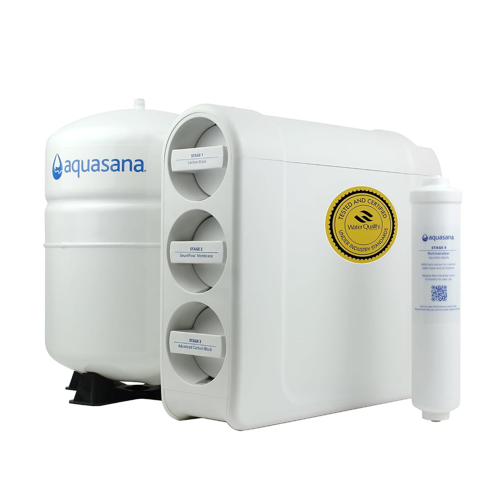 Aquasana SmartFlow® Reverse Osmosis Water Filter | RO Under Sink System | WQA Certified up to 99.99% of 90 contaminants Including Fluoride, PFAS, Arsenic, Lead, and Chlorine | Does not Include Faucet