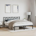 Metal Bed Frame with Headboard Queen Size Black Steel Platform Bedframe 59.1'x78.7' Sturdy Underbed Storage Space for Bedroom Furniture