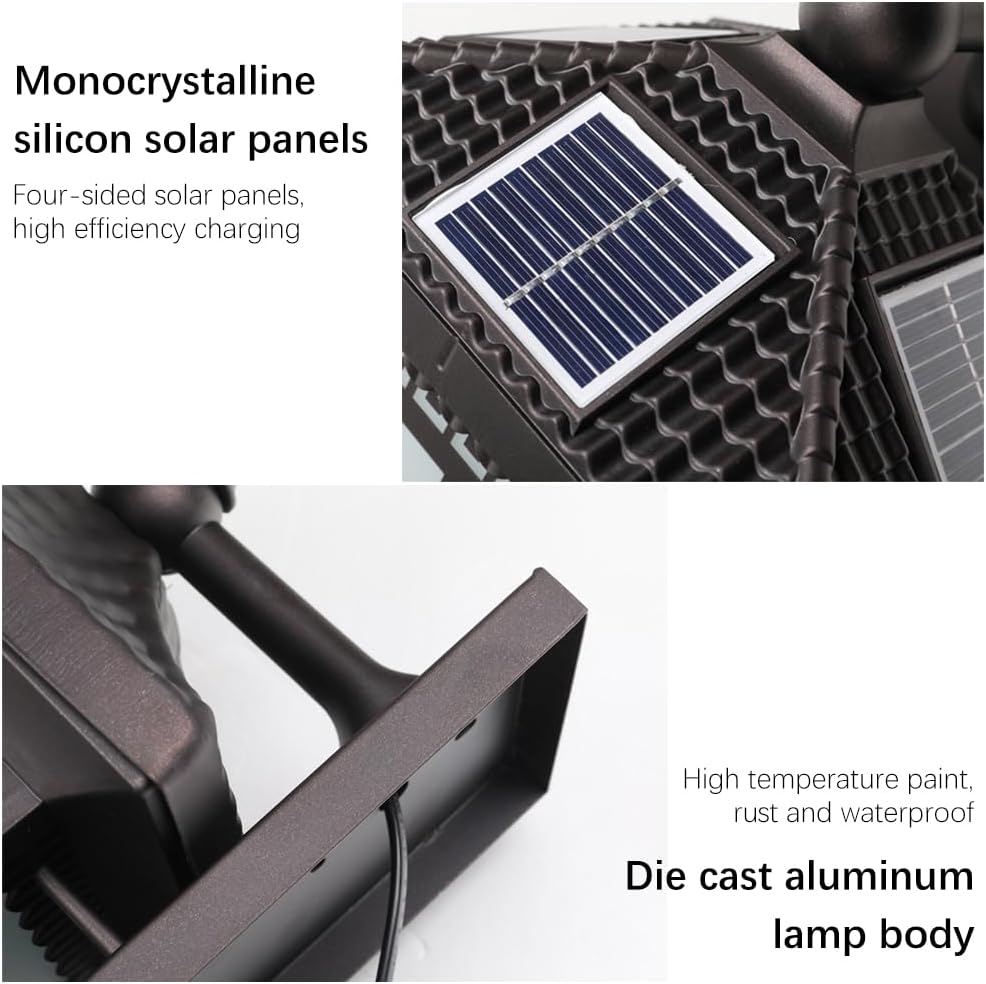 Outdoor Solar Wall Light Vintage Lantern Wall Sconce Cordless Solar Powered Wall Mounted Lamp Exterior Porch Lights Patio Fence Outside Sconces Wall Lighting Fixture