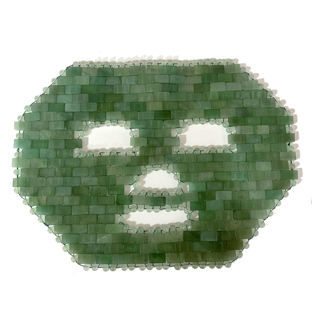 Jade Face Mask Natural Crystal Facial Mask Jade Ice Sleeping Mask Beauty Skincare Massage Tool for Face to Promote Relaxation and Stress Relief Rose Quartz Gifts (Color : Aventurine Jade)