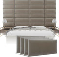 Vänt Upholstered Wall Panels - Queen/Full Size Wall Mounted Velvet Headboards - Velvet Sand Storm - Set of 4 Panels (Each Individual Panel 30'x11.5')