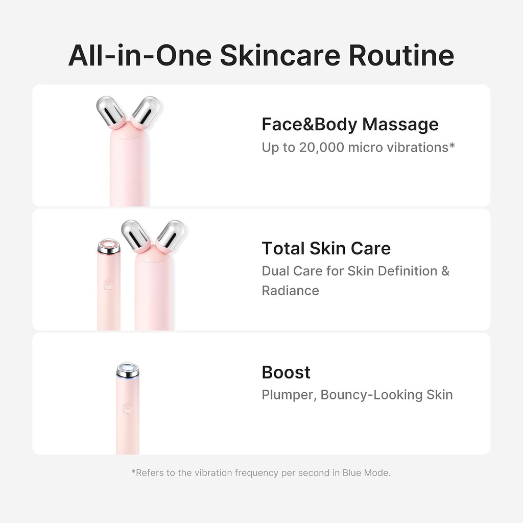 medicube Mini Booster Pro Plus Face Roller Device Set | 2-in-1 Massage & Skincare Device | Jawline Care & Depuffing | Face & Body Massager with 3 Vibration Modes | Korean Facial Device, Pink