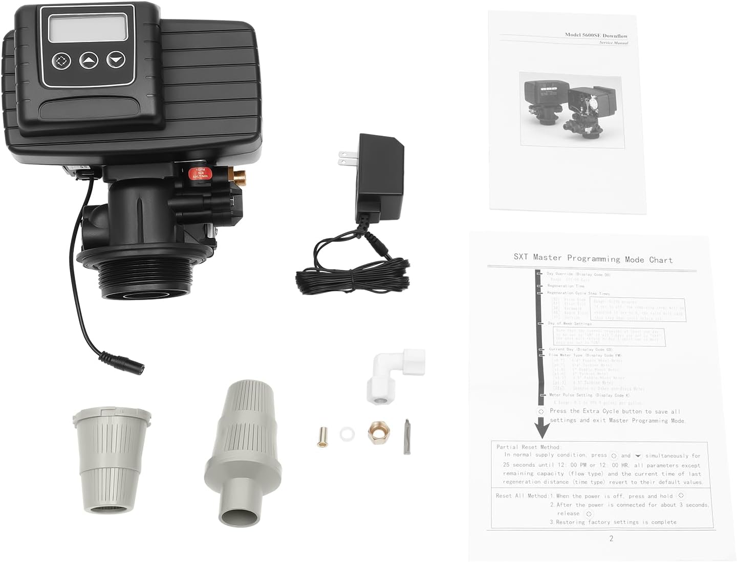 Water Softener Valve, 5600XSTST Time Type Digital Control Valve Replacement Head for Water Filter Softener R-esin Tank