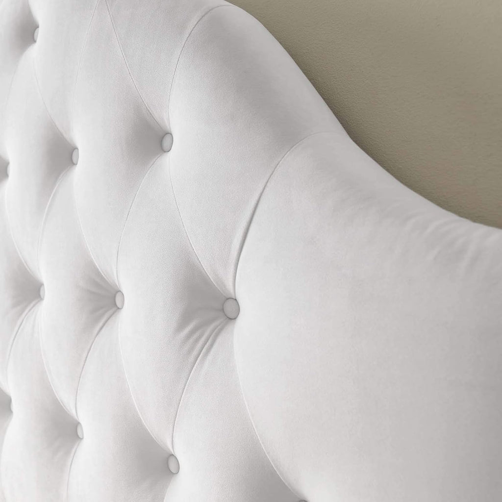 Modway Sovereign Queen Diamond Tufted Performance Velvet Headboard, White