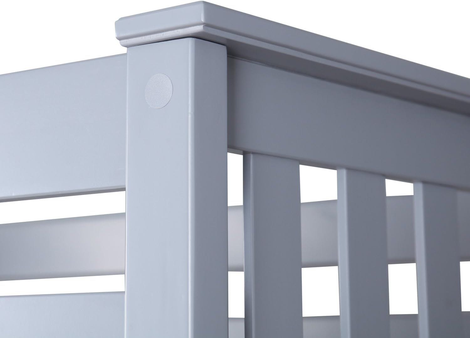 Max & Lily Bunk Bed, Twin-Over-Twin Wood Bed Frame For Kids With Trundle, Grey