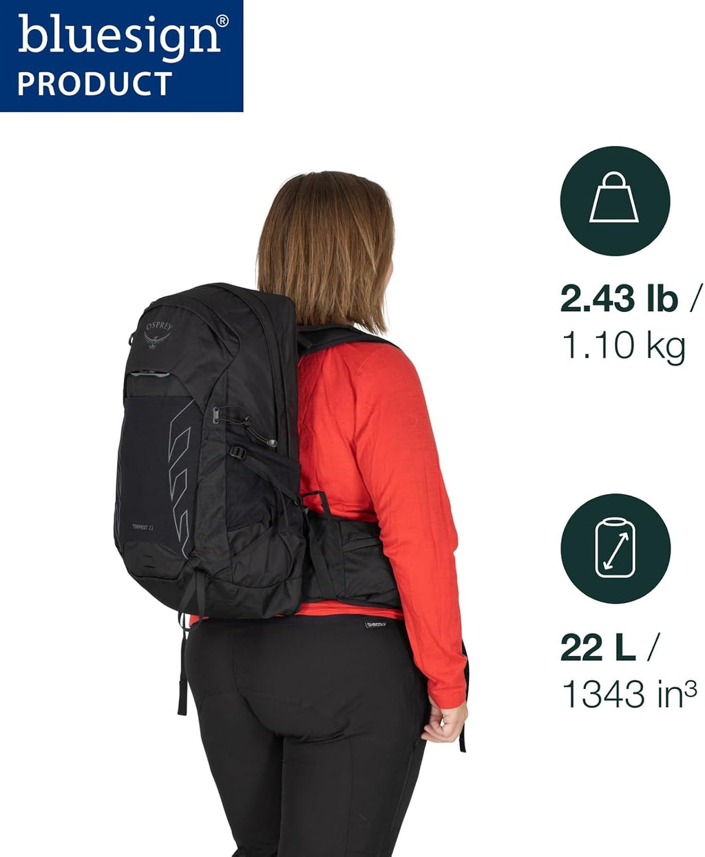 Osprey Tempest 22L Women's Lightweight Hiking Backpack - Small Daypack for Travel & Camping, Anchor Blue/Atlas, Extended Fit