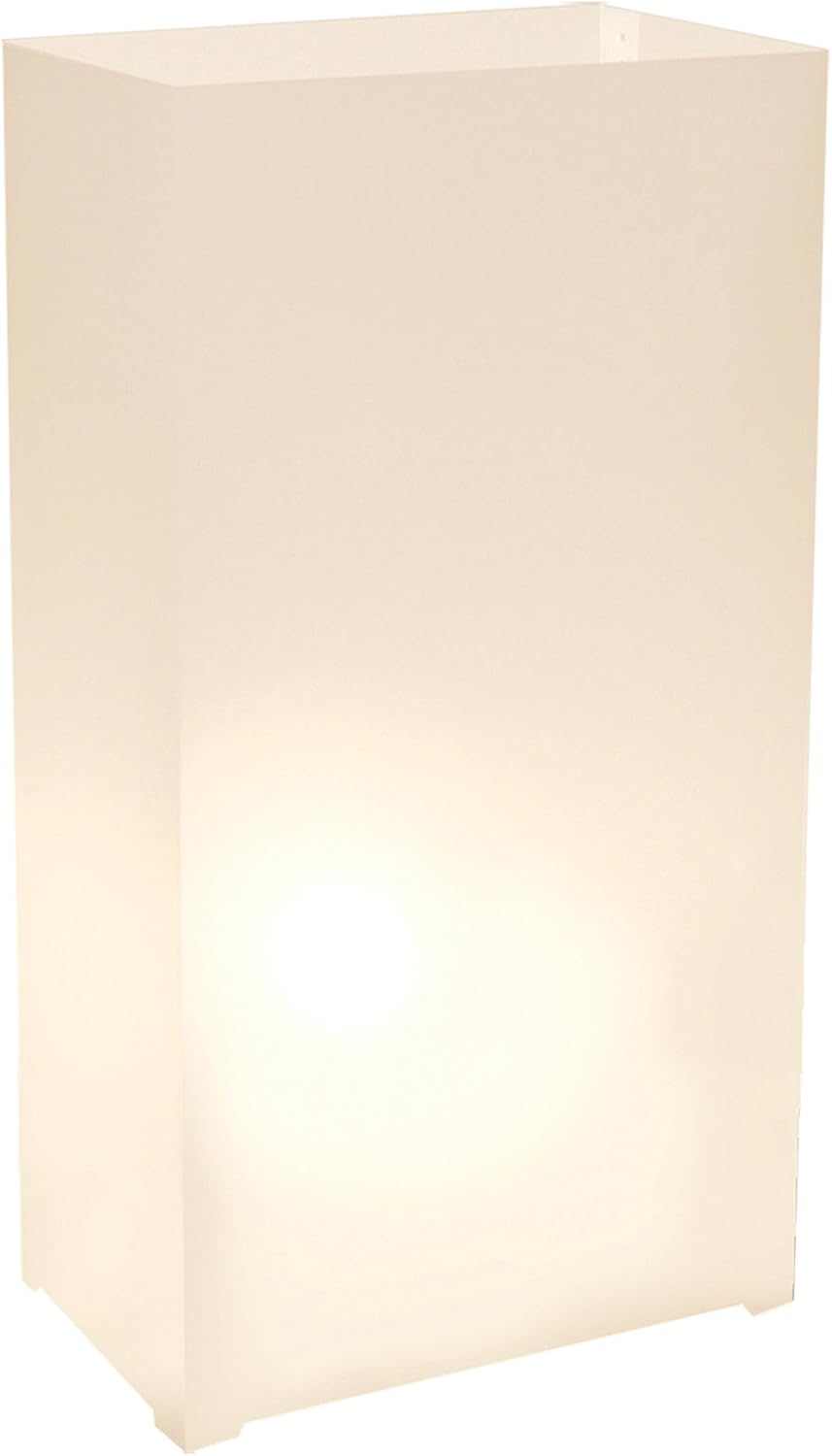 LumaBase 318100 Plastic Luminaria Lanterns, White, Pack of 100