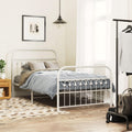 White Steel Twin Bed Frame Modern Rectangular Design 4-Piece Set with Sturdy Structure and Breathable Material for Enhanced Comfort and Durability