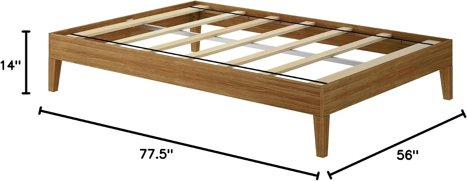 Plank+Beam Solid Wood Platform Bed Frame, Strong Wood Slat Support, No Box Spring Needed, Easy Assembly, Pecan, Full