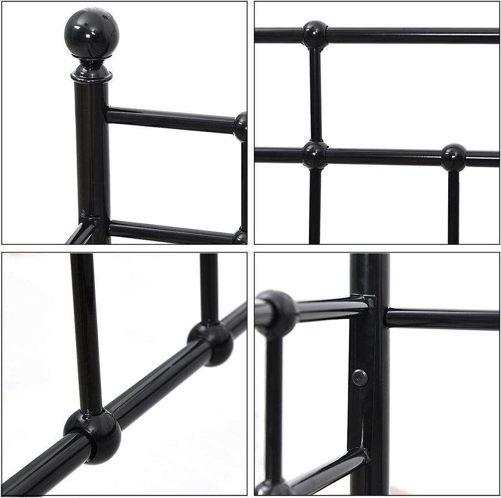 HOMERECOMMEND Metal Daybed Frame Twin Metal Slats Platform Base Box Spring Replacement Bed Sofa for Living Room Guest Room (Twin, Black)