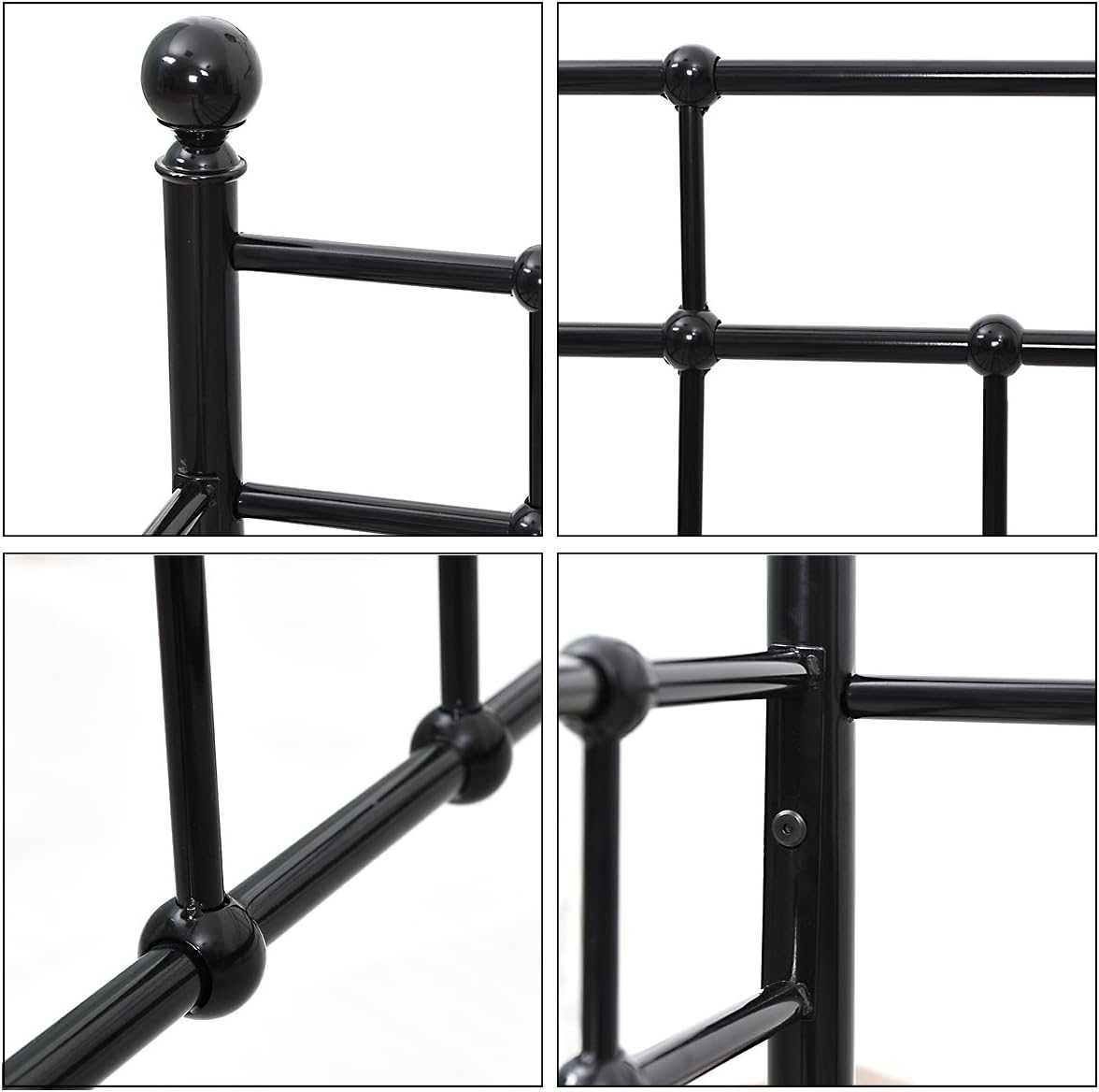 HOMERECOMMEND Metal Daybed Frame Twin Metal Slats Platform Base Box Spring Replacement Bed Sofa for Living Room Guest Room (Twin, Black)