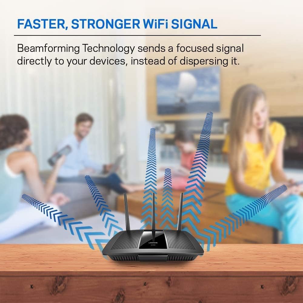 Linksys EA7300 Max-Stream: AC1750 Dual-Band Wi-Fi Router, Gigabit Ethernet Ports, 1,500 square-foot Range, 10 Devices, MU-MIMO (Black)