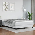 Upholstered Platform Bed Frame Full Size White Faux Leather Modern Bedframe with Sturdy Legs and Slat Support System for Bedroom Furniture