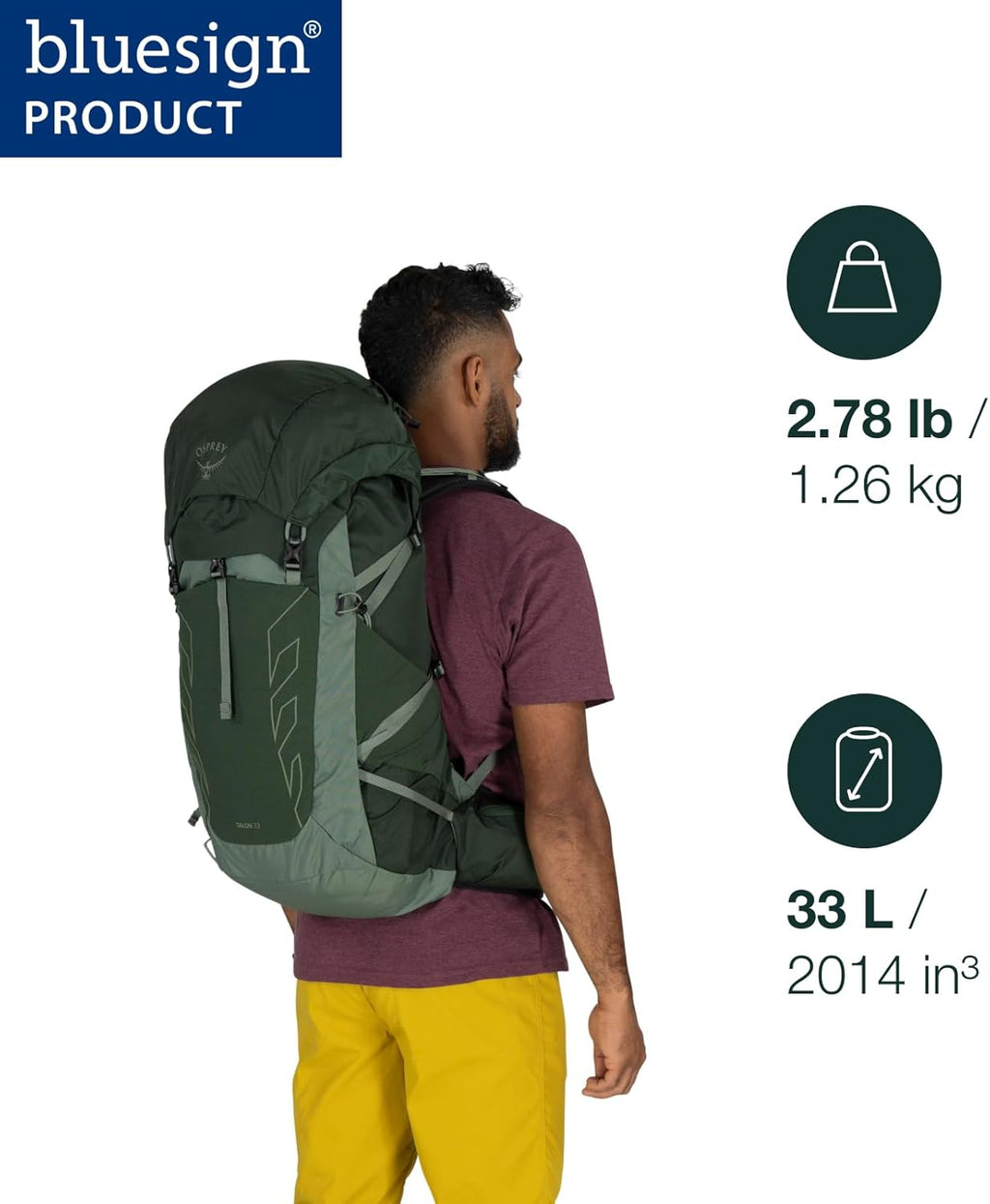 Osprey Talon 33L Men's Lightweight Hiking Backpack - Daypack for Travel & Camping, Phantom Grey/Dark Charcoal