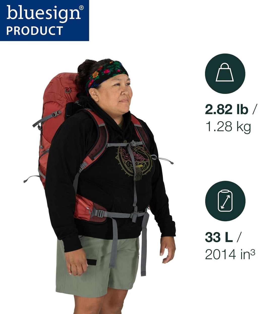 Osprey Tempest 33L Women's Lightweight Hiking Backpack - Daypack for Travel & Camping, Red Pampas/Coal Grey, Extended Fit