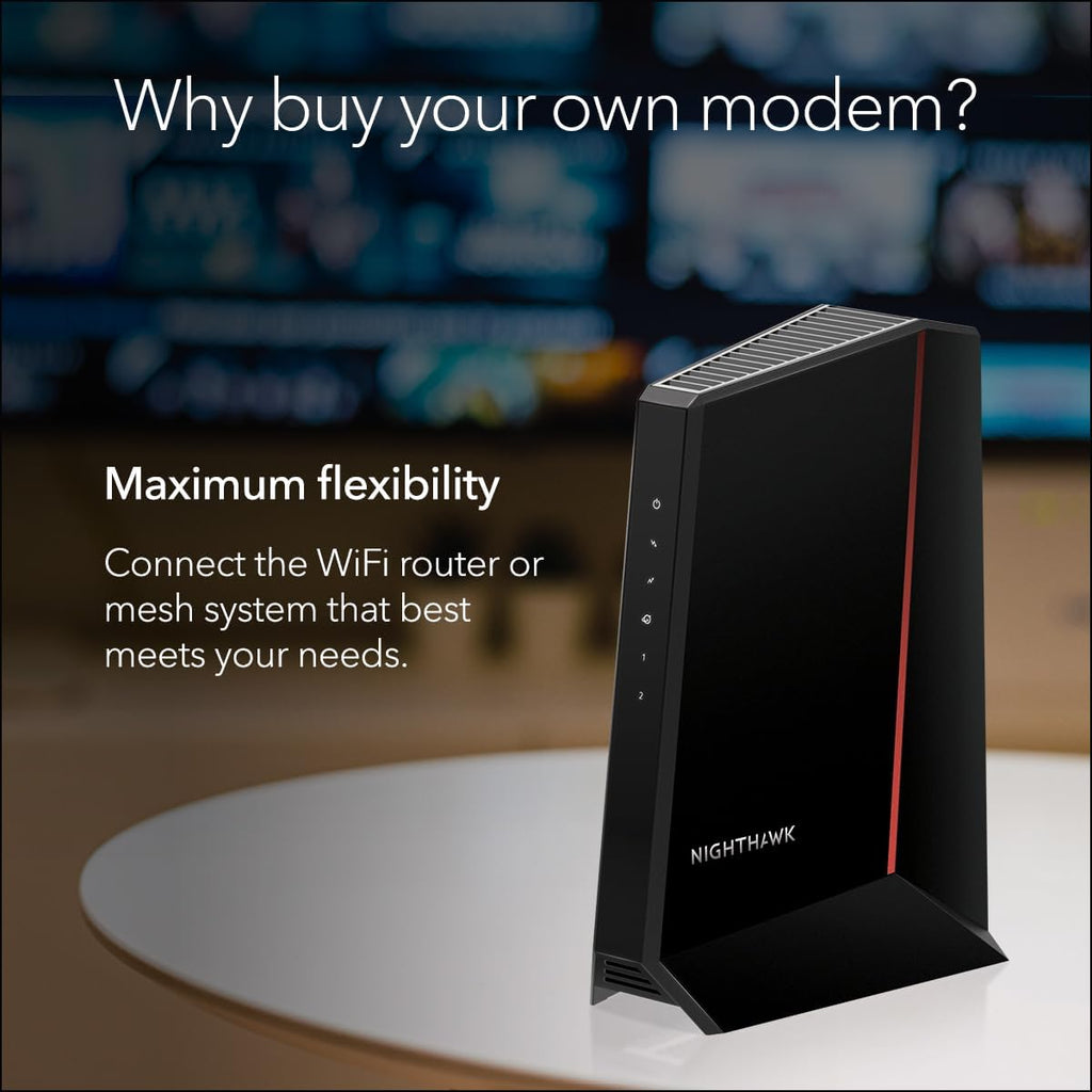 NETGEAR Nighthawk DOCSIS 3.1 Mid/high-Split Cable Modem (CM2500-1AZNAS) – Approved for Today's Faster Speeds - Works with All Cable Providers Incl. Xfinity, Spectrum, Cox - Plans up to 2Gbps