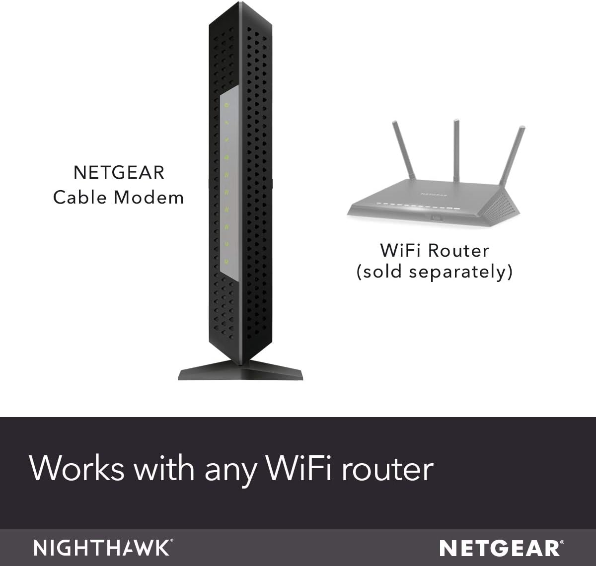 NETGEAR Nighthawk Cable Modem with Voice (CM1150V) - Certified for Xfinity by Comcast Internet & Voice Plans Up to 800Mbps | 2 Phone Lines | 4 x 1G Ethernet Ports | DOCSIS 3.1