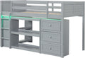 Giantex Loft Bed Twin Size with LED Lights (Grey)