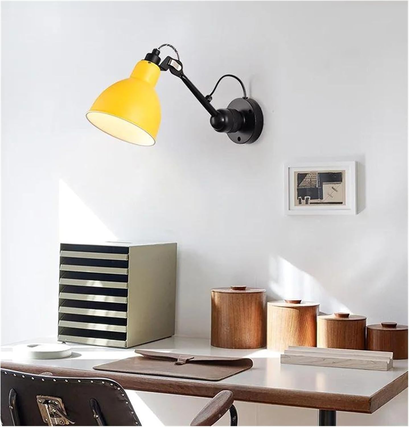 Wall Sconces, Nordic Modern Wall Lamp Beside Bedroom Study Living Room Ajustable Mechanical Arm Light LED Wandlamp Luminaria Sconce(Yellow)