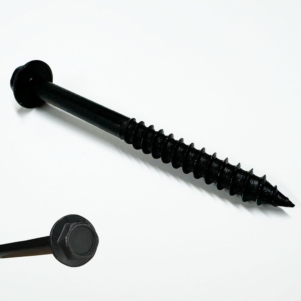 (100) 3/8' X 4' Black Hex Head Lag Wood Screws, Heavy Duty lag Bolts for Timber, Tree Houses, Fences by BRAUNY BOY HARDWARE -Qty 100