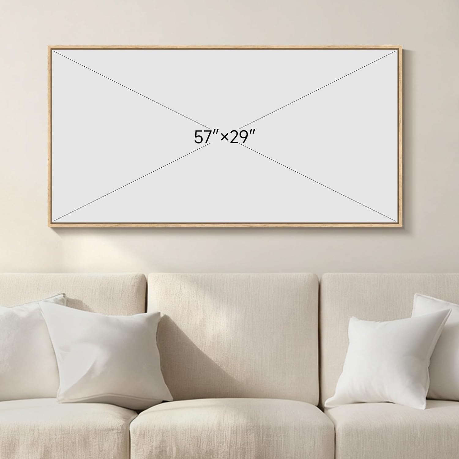 Framed Neutral Horizontal Abstract Wall Art for Living Room, Extra Large Black and Beige Modern Painting Print, Mid Century Canvas Artwork for Dining Room Bedroom Hallway Office Walls Decor, 30x60 Inch
