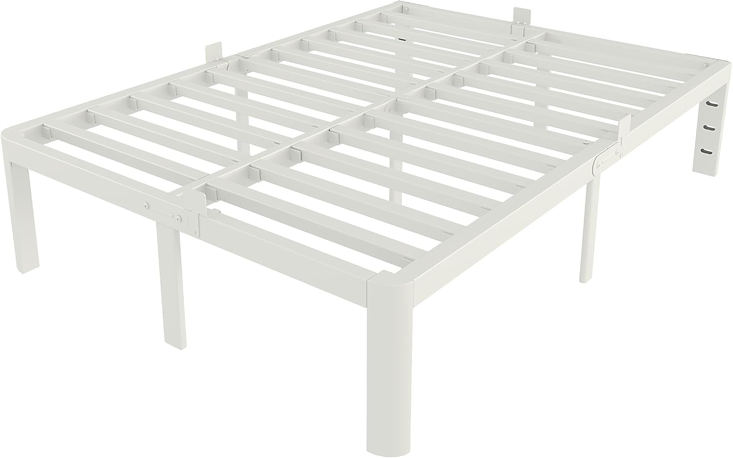 White King Size Bed Frame 14 Inch, Metal Camas King Bed Frame No Box Spring Needed, Heavy Duty Steel Support 3500 LBS, DIY Headboard, Noiseless, Round Corner Legs, Storage Space, Easy Assembly