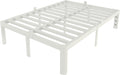 White Bed Frame Queen Size 14 Inch, Metal Queen Bed Frame No Box Spring Needed, Heavy Duty Steel Support 3500 LBS, DIY Headboard, Noiseless, Round Corner Legs, Storage Space, Easy Assembly