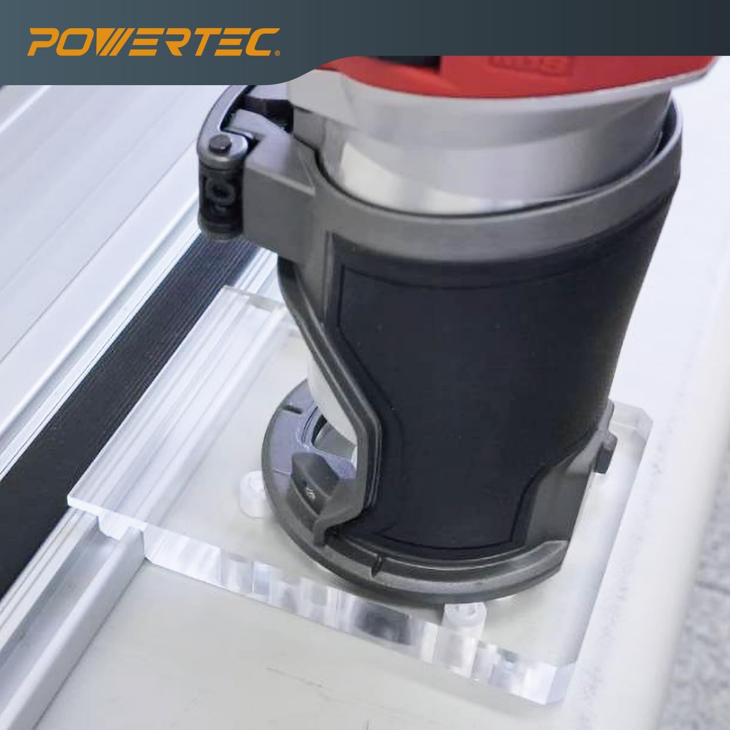 POWERTEC 72210 110' Track Saw Guide Rail Joining Set for Milwaukee Track Saws Includes 2x55 Guide Rails with Connectors, and Guide Rail Adapter for Fixed Base DeWalt, Makita & Milwaukee Trim Routers
