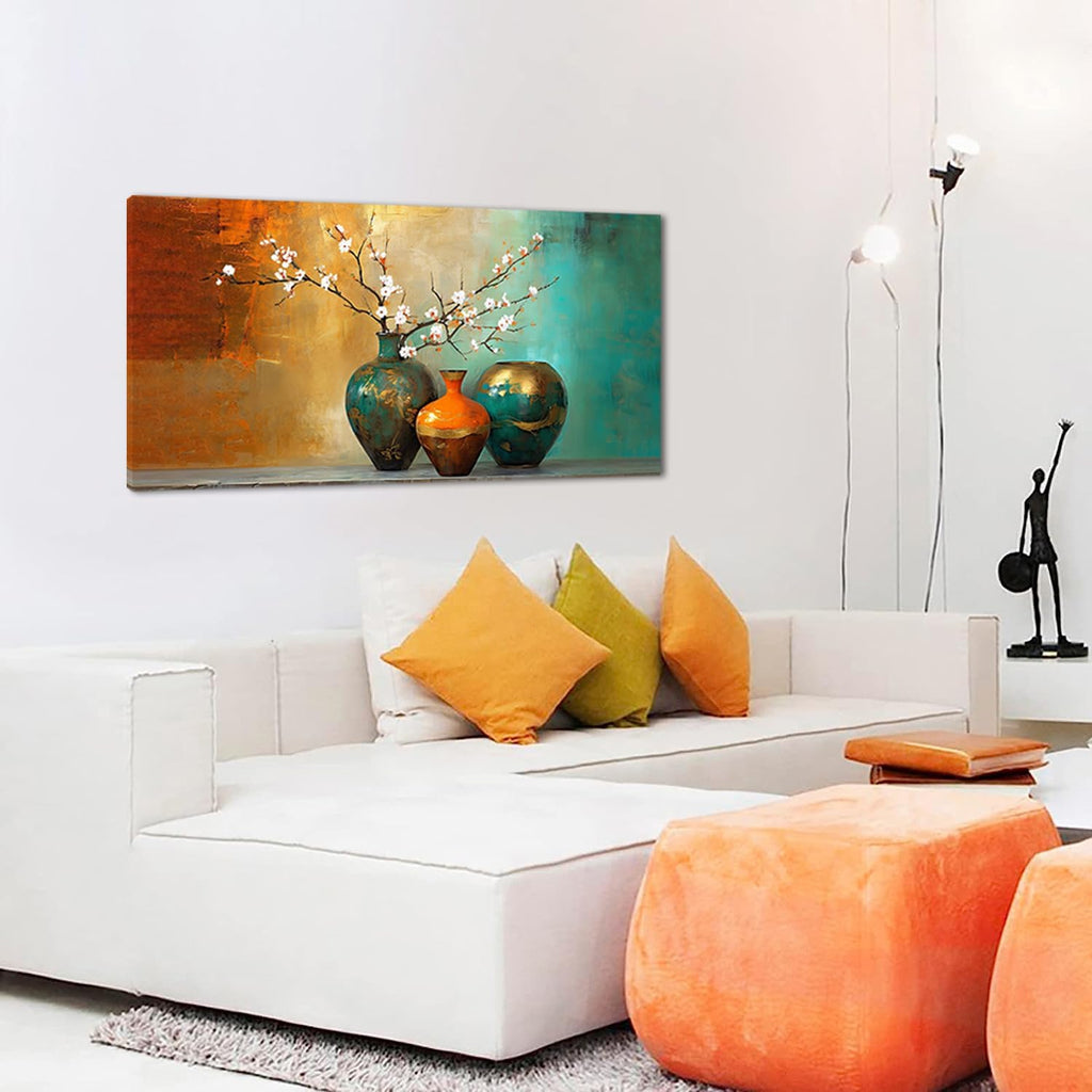 ZOMNAI Modern Painting Flowers in Vase Plants Wall Art Decor Artwork for Bedroom (30x60 Inches)