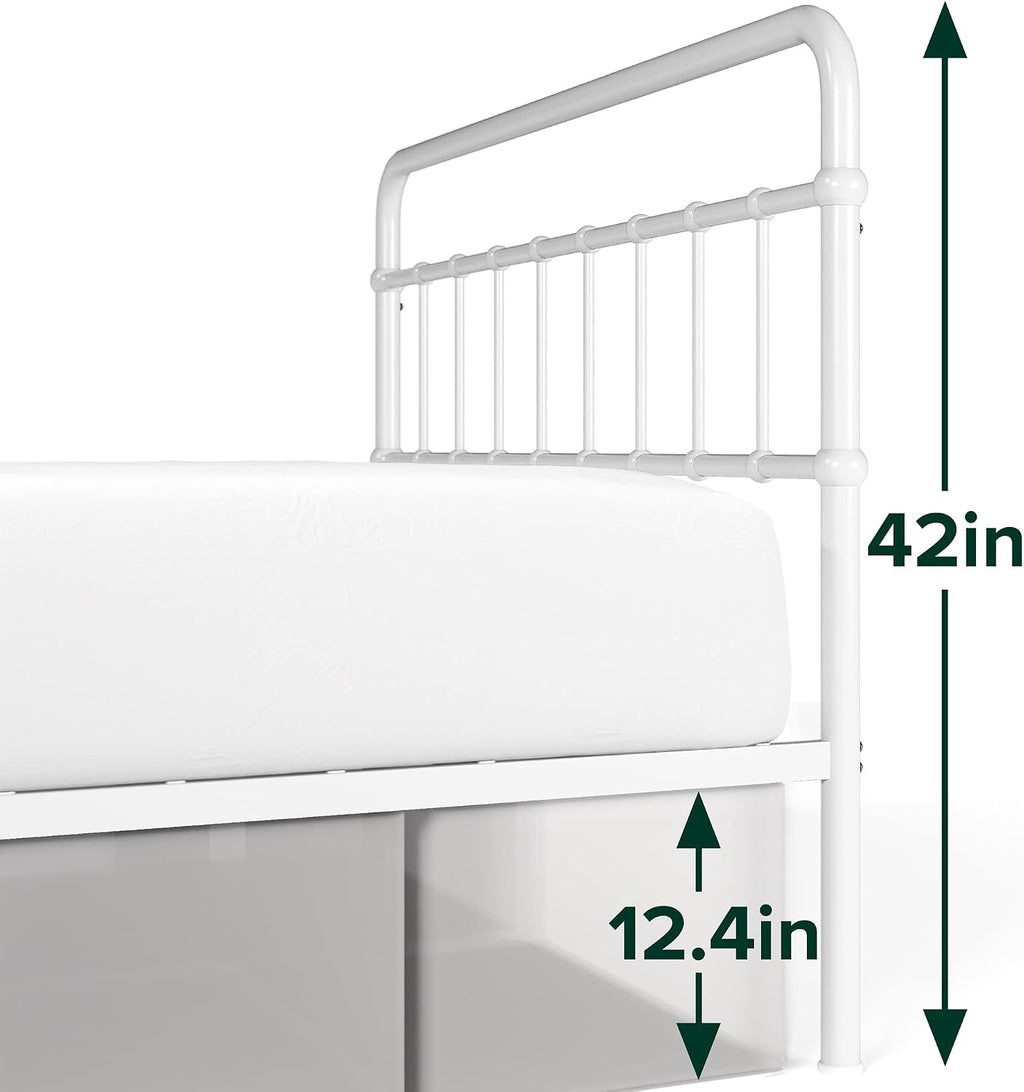 Zinus Florence Metal Platform Bed Frame, Mattress Foundation, No Box Spring Needed, Easy Assembly, White, Twin