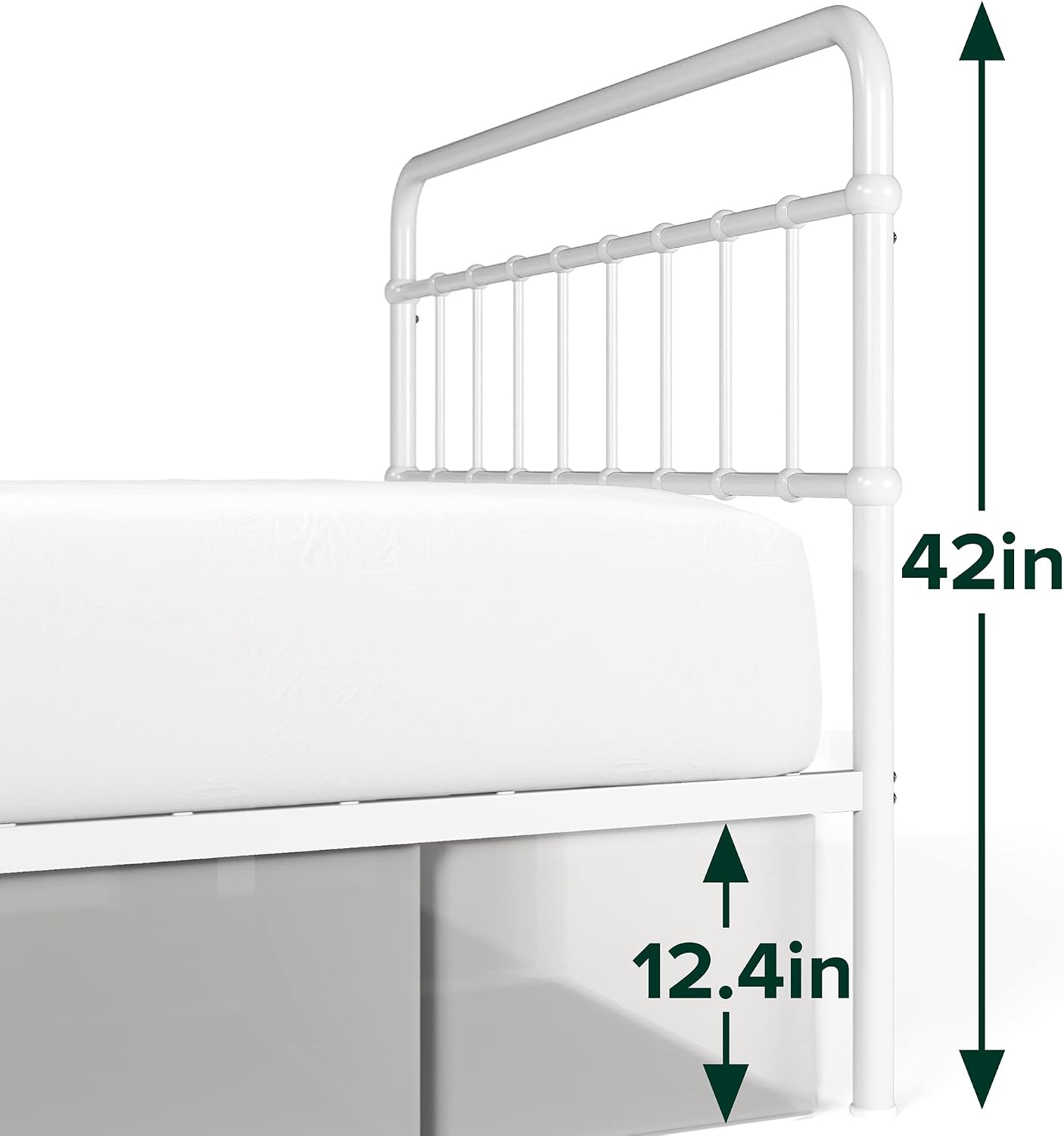Zinus Florence Metal Platform Bed Frame, Mattress Foundation, No Box Spring Needed, Easy Assembly, White, Twin