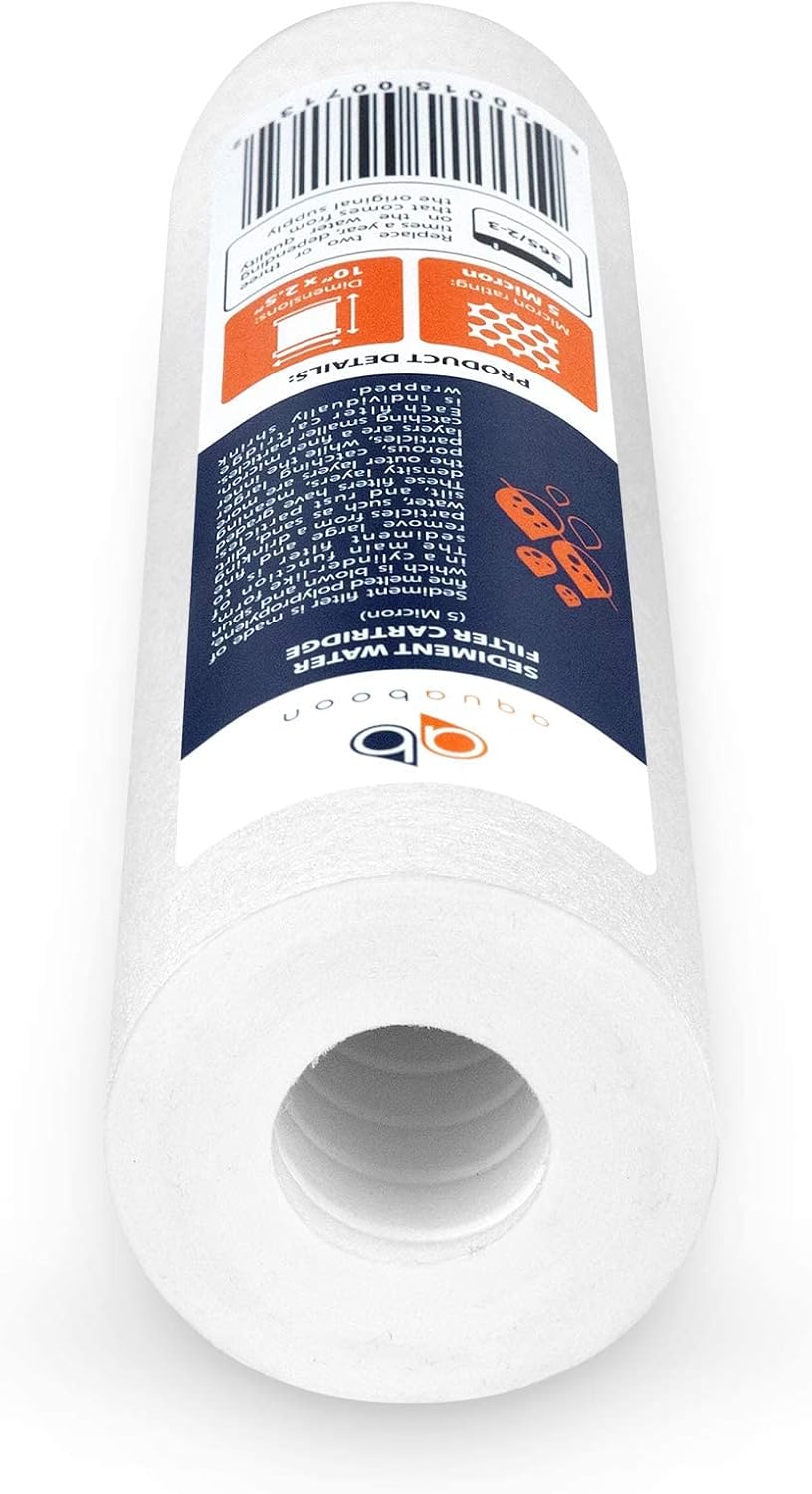Aquaboon 5 Micron 10 x 2.5 Sediment Filter - Whole House Water Filter Replacement Compatible with Well Water Filters - P5, AP110, WHKF-GD05, 50 Pack