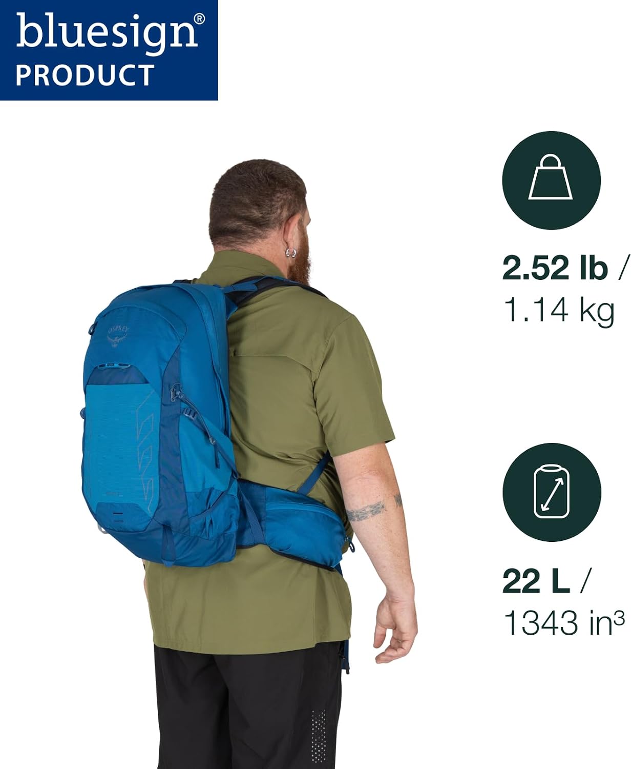 Osprey Talon 22L Men's Lightweight Hiking Backpack - Small Daypack for Travel & Camping, Black/Coal Grey, Extended Fit