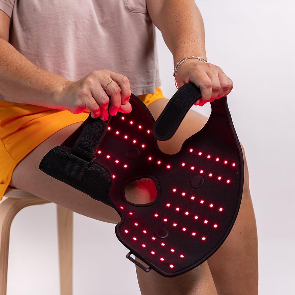 Fringe Red Light Therapy for Body, with Vibration Massage, Use Anywhere, Knee, Elbow, Foot, Hand & Ankle, Both Red 660nm and Infrared 850nm, 360 LED Lights, Sports Recovery