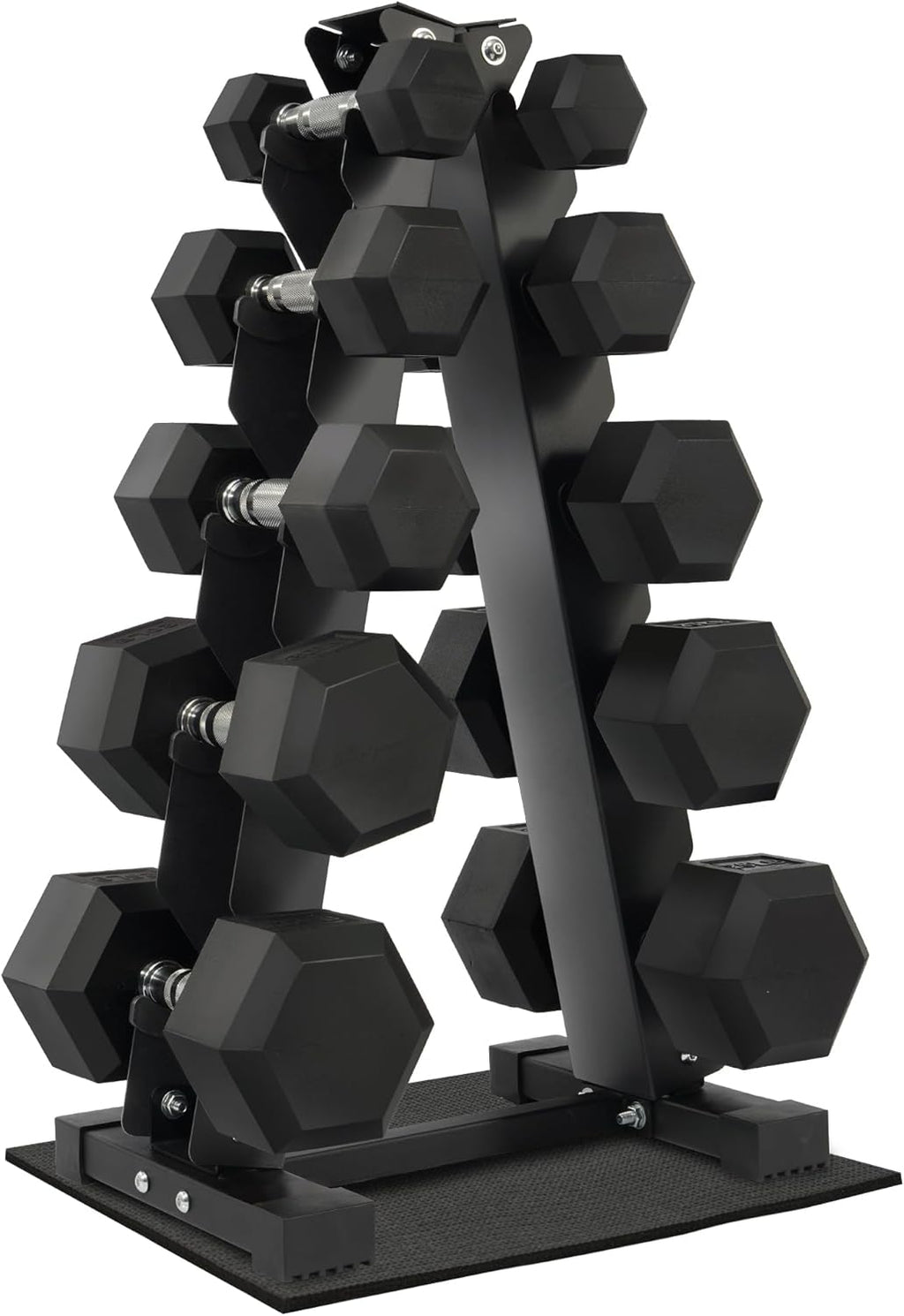 Fitvids Dumbbell Set with Rack â€' Dumbbell + A-Rack: 150LBS Set â€' Black