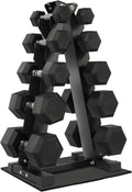 Fitvids Dumbbell Set with Rack â€' Dumbbell + A-Rack: 150LBS Set â€' Black