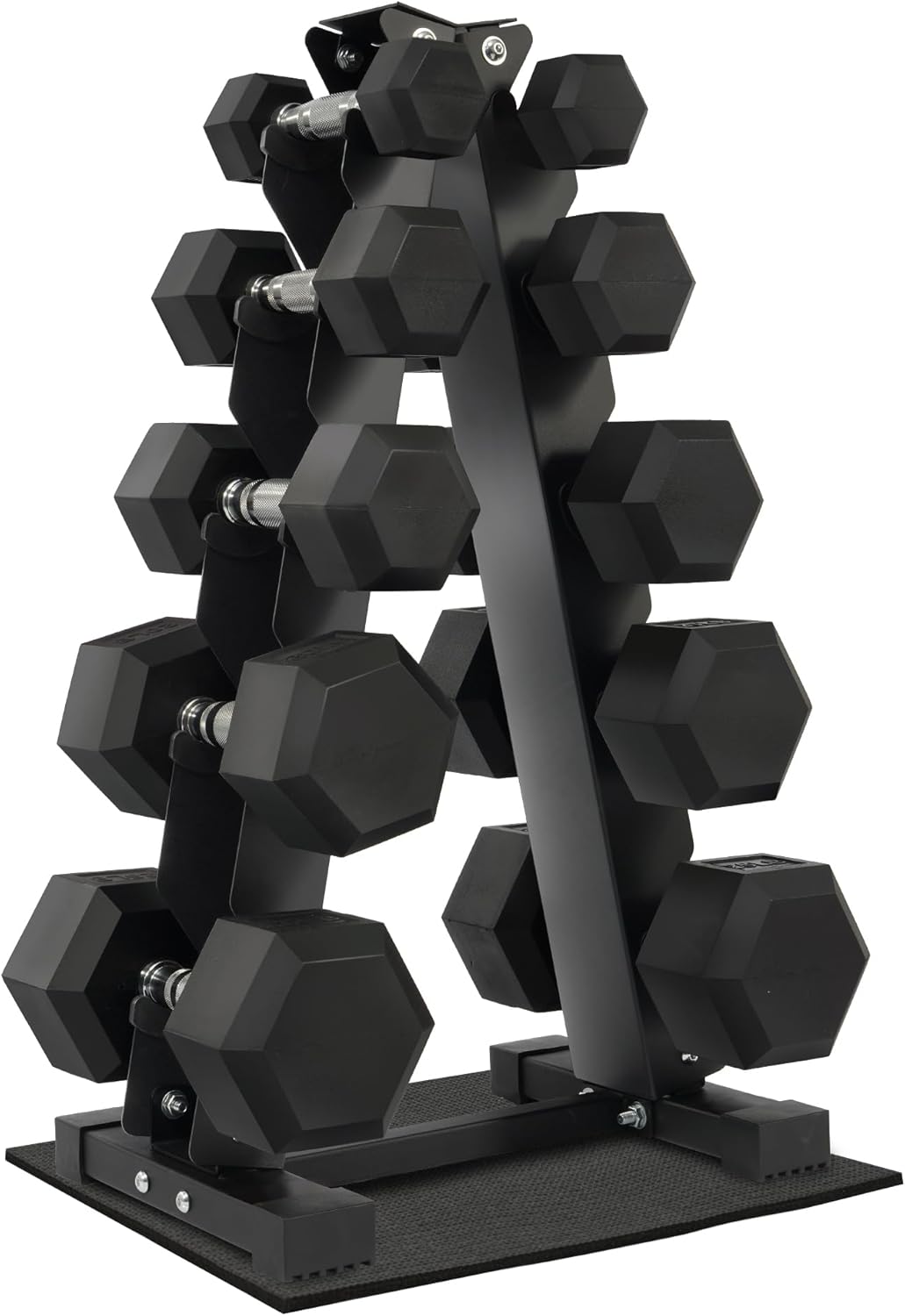 Fitvids Dumbbell Set with Rack â€' Dumbbell + A-Rack: 150LBS Set â€' Black