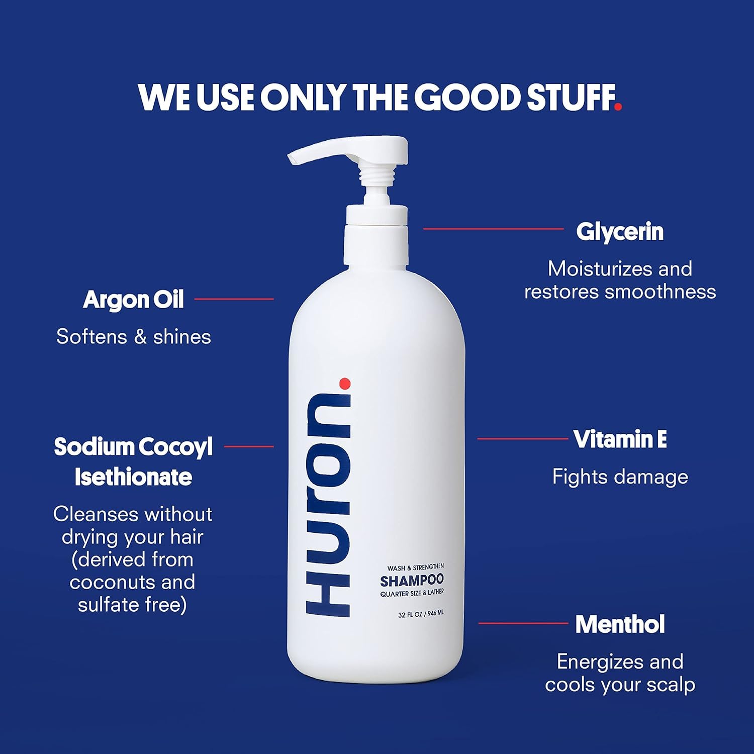 Huron Shower Kit for Men and Women – Shampoo, Conditioner & Body Wash with Sandalwood + Amber Scent, Hydrating, Phthalate-Free, non-toxic Ingredients for Hair & Skin Care, 30.3 fl oz (Pack of 3)