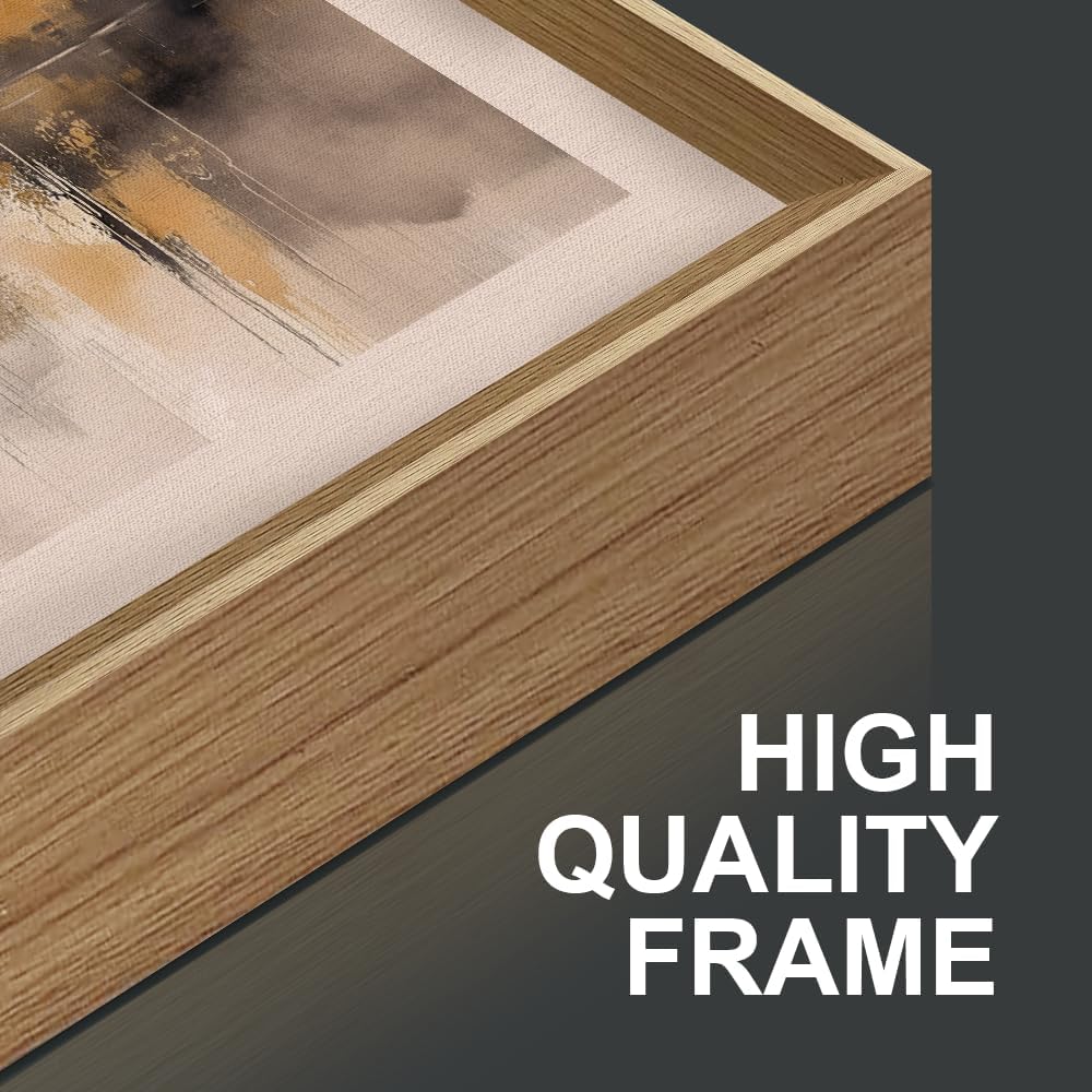 FWIEXA Abstract Landscape Neutral Canvas Wall Art Set, Beige Grey Mountain Framed Wall Decor, 3 Panel 24x36 Inches Watercoler Lake Artwork, Brush Stroke Forest Prints for Living Room, Office, Bedroom