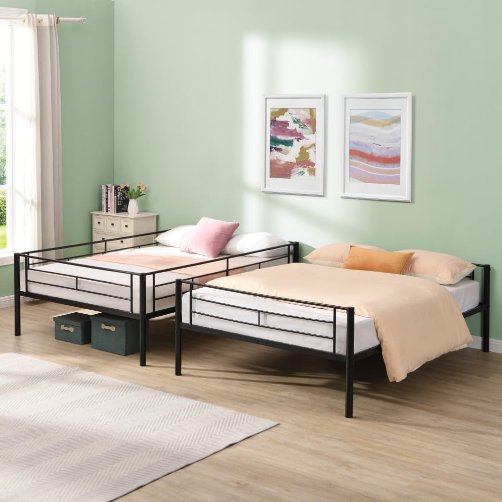 BUNK Bed Pink Twin Over Twin (Black + Metal-4)