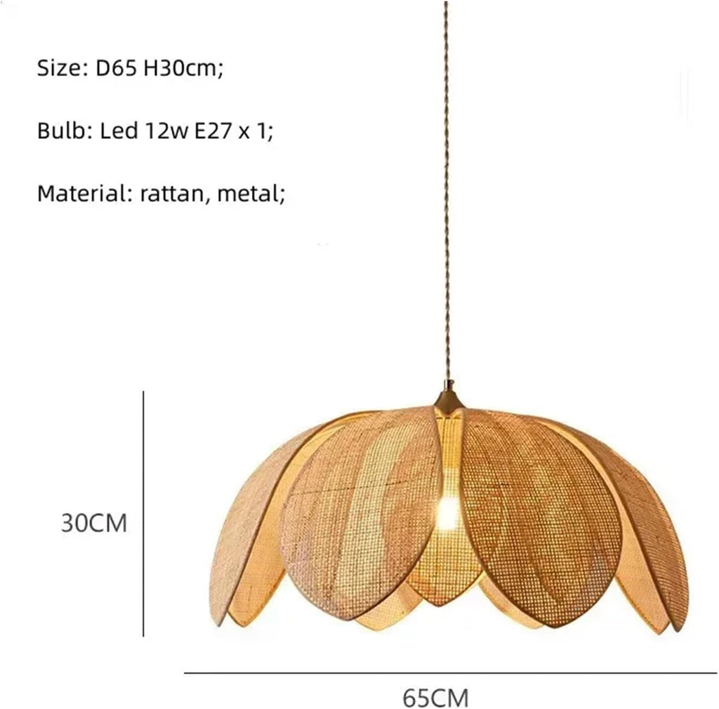 Modern Chandelier, Japan E27 Handmade Rattan Pendant Lights for Living Room Chandelier Bar Loft Hanging Lamp Lustre Home Decor Luminarias(B Pendant D65cm,White)
