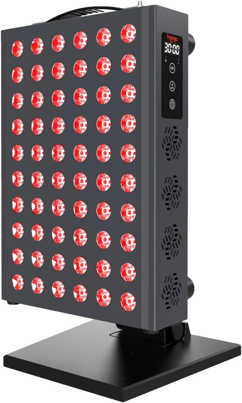Hooga Red Light Therapy Panel Device – 660nm Red & 850nm Near Infrared Light Therapy, LED Light Therapy Lamp for Face & Body, Dual Chip LEDs, Timer, Adjustable Stand – PRO300