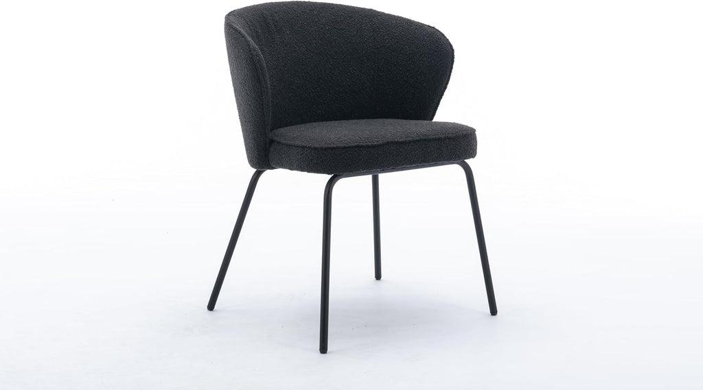 Luxury Velvet Dining Chairs with Swivel Function and Metal Legs Set of 2 (Grey + Black) Ideal for Living Room or Bedroom (Black Single)