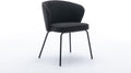 Luxury Velvet Dining Chairs with Swivel Function and Metal Legs Set of 2 (Grey + Black) Ideal for Living Room or Bedroom (Black Single)