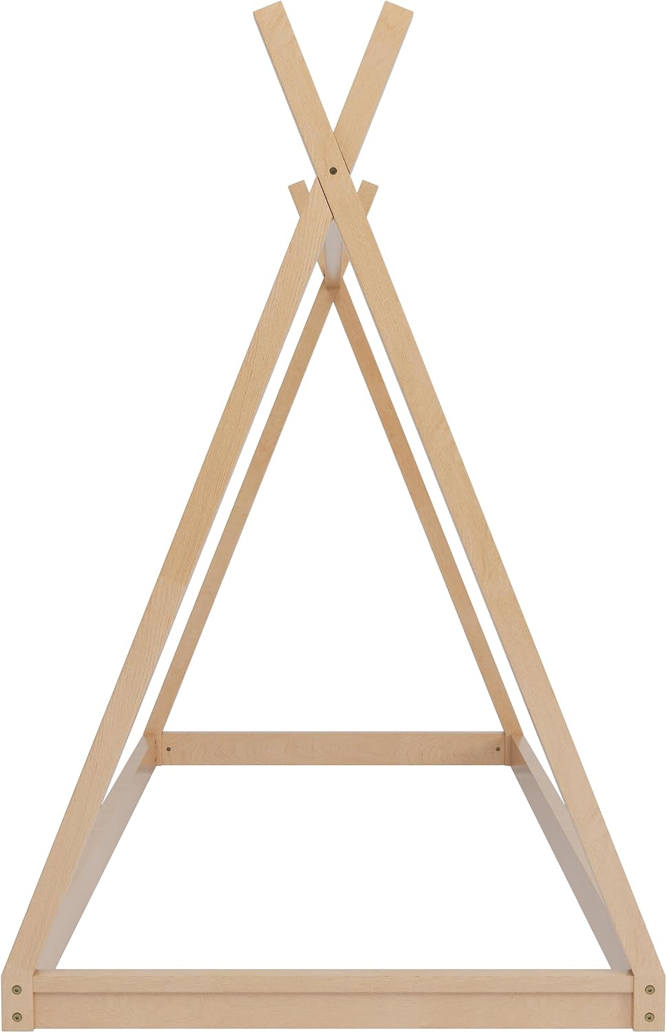 JIVOIT Wood Twin Size Tent Bed with Sturdy Triangle Frame, Montessori Style Low-Floor Bed, House Shape Tent Bed Frame, Easy Assembly (Natural/95)